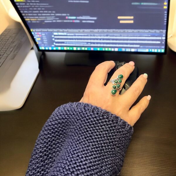 Bague réglable en Malachite AA – Image 2