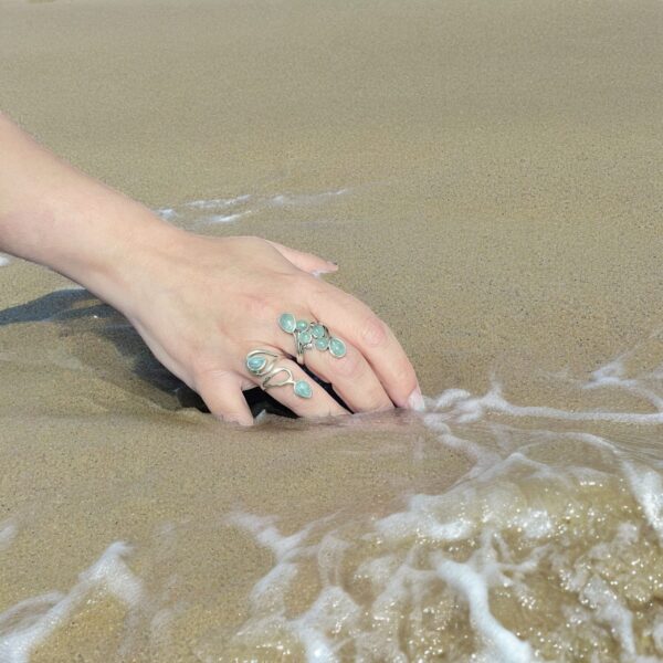 Bague réglable en Aigue Marine AA – Image 2