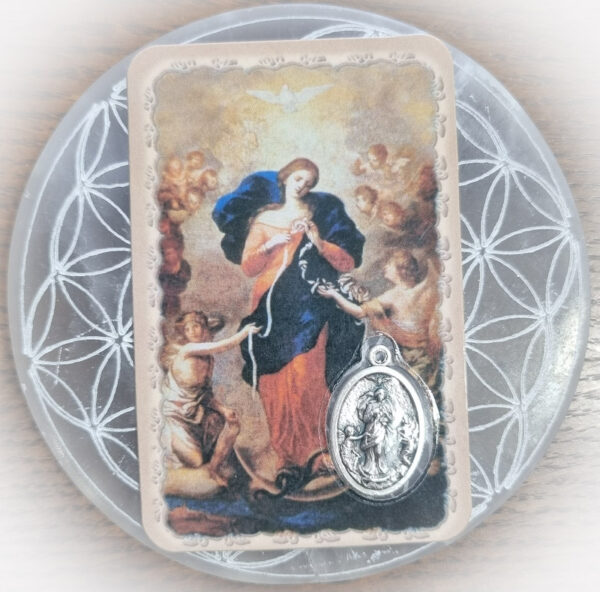 Carte de prière + médaille Marie qui défait les nœuds