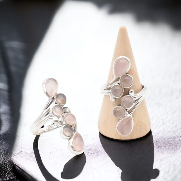 Bague réglable en quartz rose qualité AA
