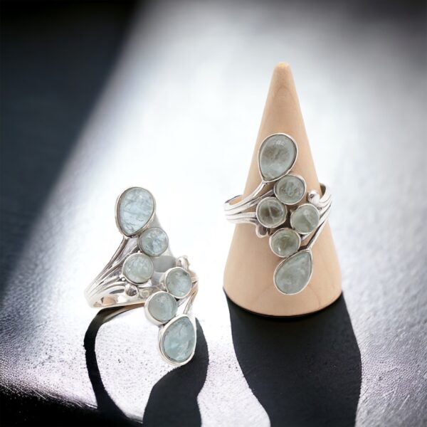 Bague réglable en Aigue Marine AA