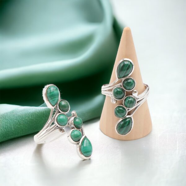 Bague réglable en Malachite AA
