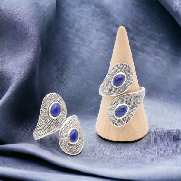 Bague réglable couvrante en Lapis lazuli AA
