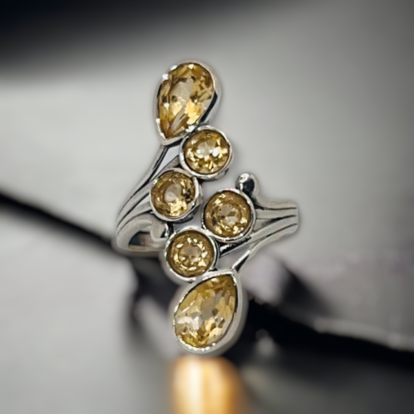 Bague réglable en Citrine facettée AA